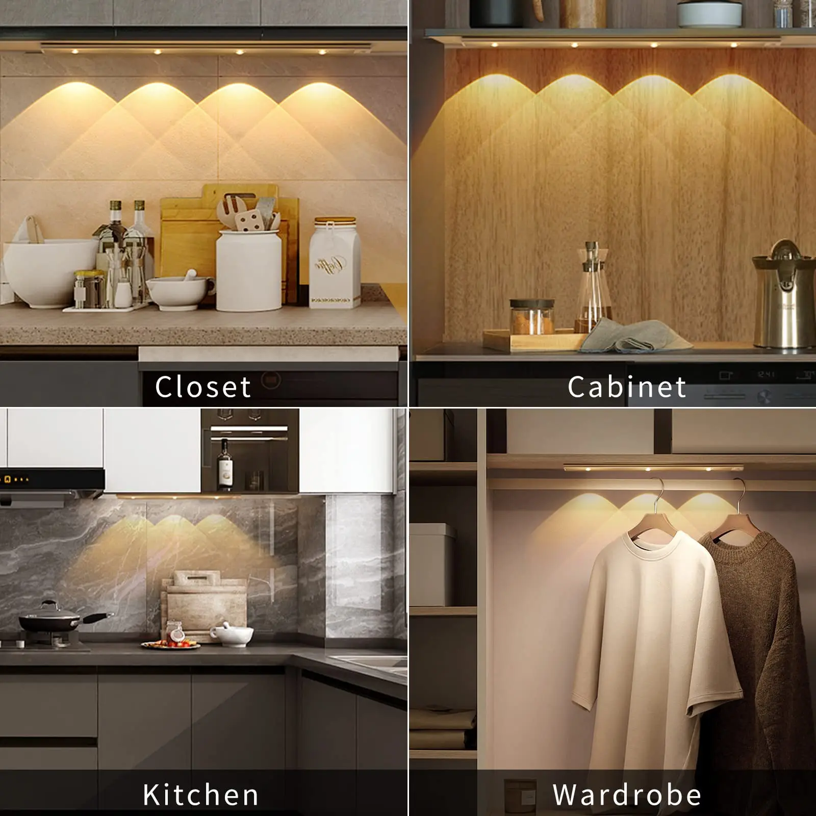 Wireless Ultra Thin Motion Sensor LED Light โคมไฟหรี่แสงได้ USB ชาร์จ 3 สีสําหรับห้องครัวตู้เสื้อผ้าห้องนอนบันได