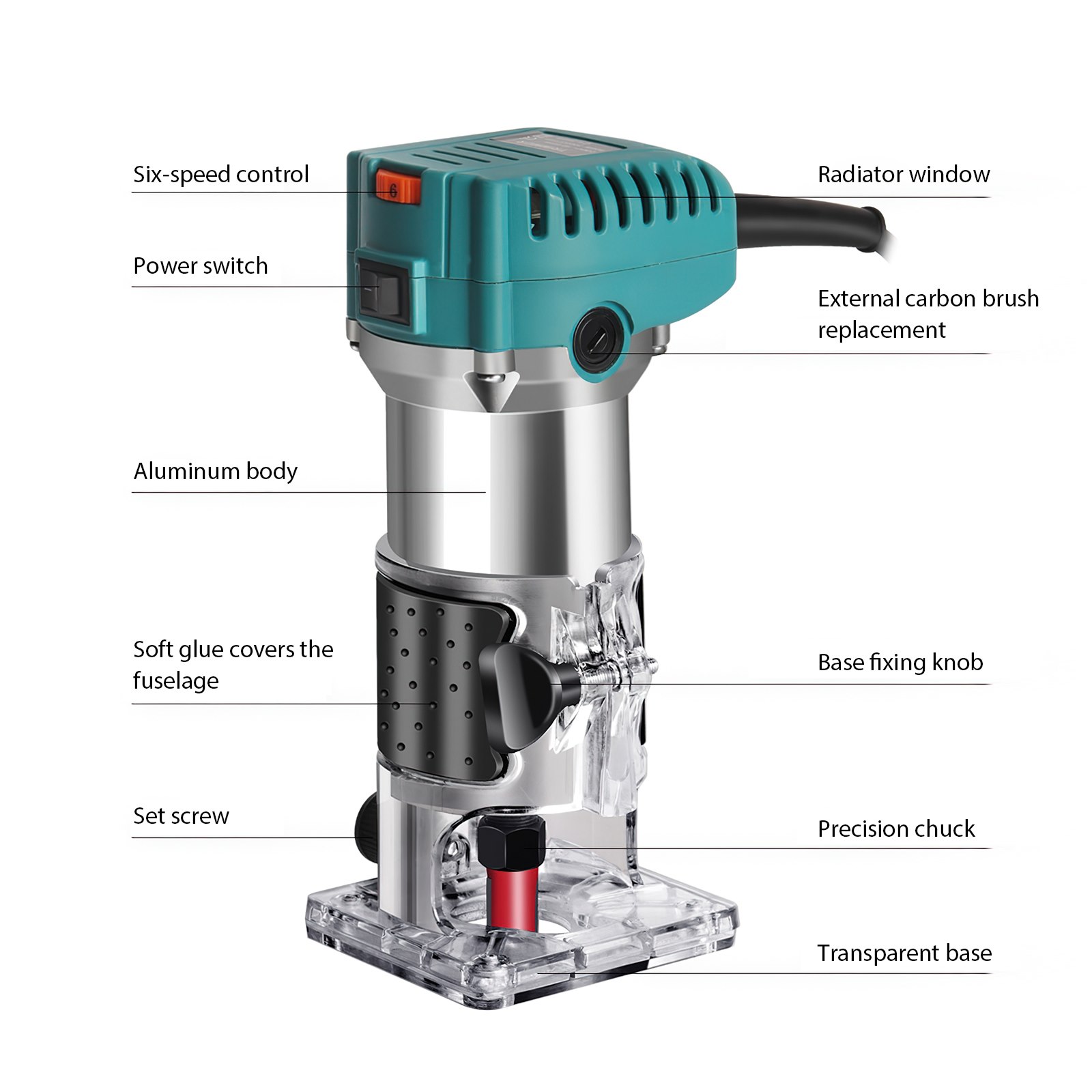 800W Elektrische Hout Router Elektrische Trimmer Houtbewerking Frezen Graveren Snij Trimmen Machine Carving Router Tool