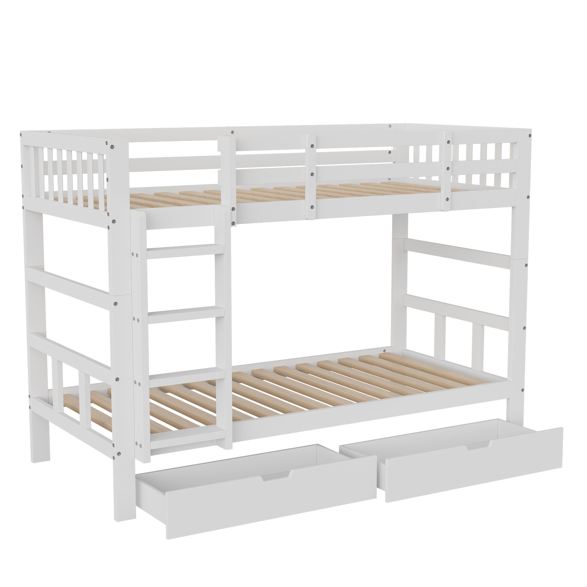 Rosahqnda lit enfant 90*200 cm lit multifonction lit simple lit double avec protection contre les chocs et 2 tiroirs lit garçon lit fille