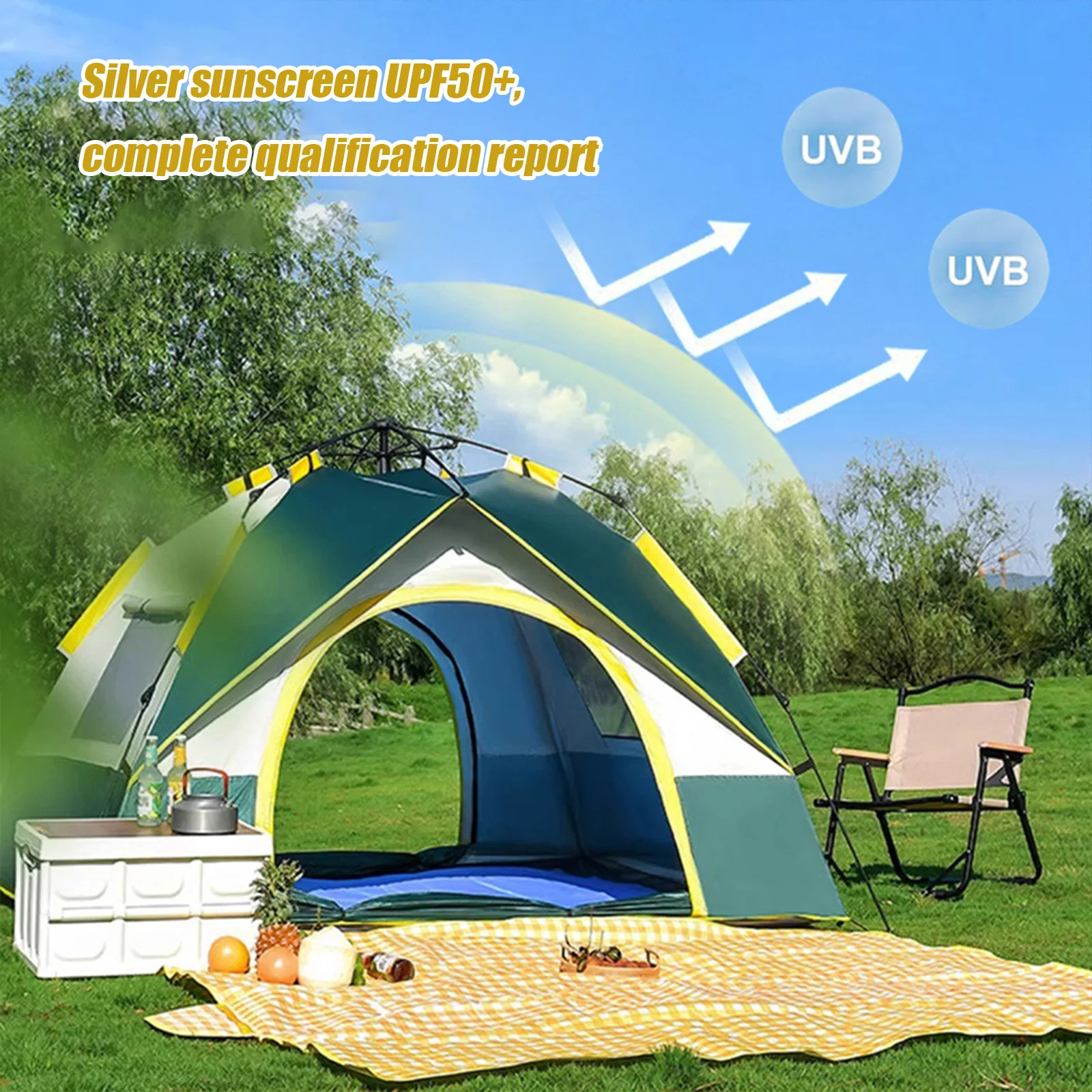 Pop-up tent for 1-2 people, easy instant setup, portable, backpacking, sun shelter for traveling, hiking, countryside, Camping