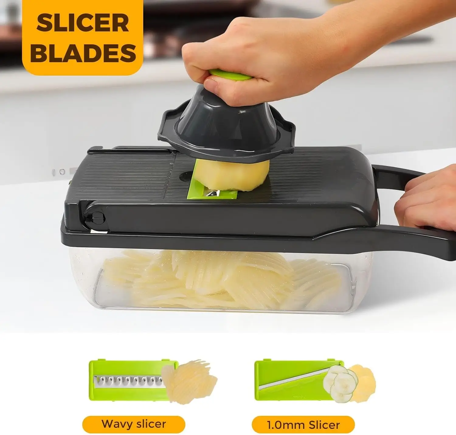 Vegetable Chopper,13 in 1 Multifunctional Food Chopper,Pro Onion Chopper with 7 Blades,Veggie Chopper with Container