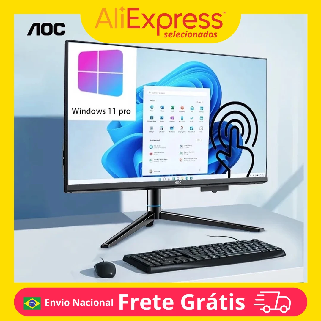 Computador All In One AOC 23.8" Intel Core i5 16GB DDR4 SSD 512GB Tela Full HD Som Integrado HDMI USB Windows Bivolt