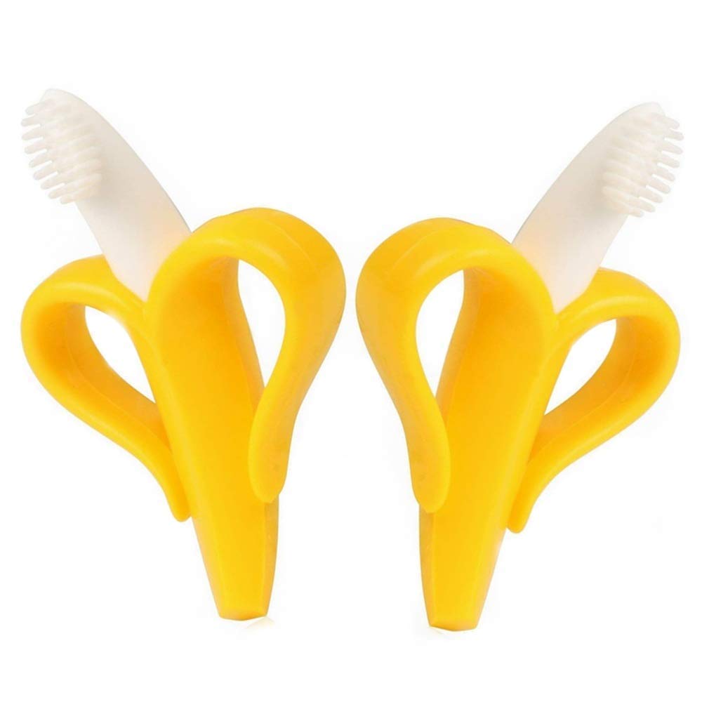 Banana bebê mordedor seguro toddle mordedor silicone bpa livre banana dentição anel mastigar cuidados dentários toot formação banana escova de dentes