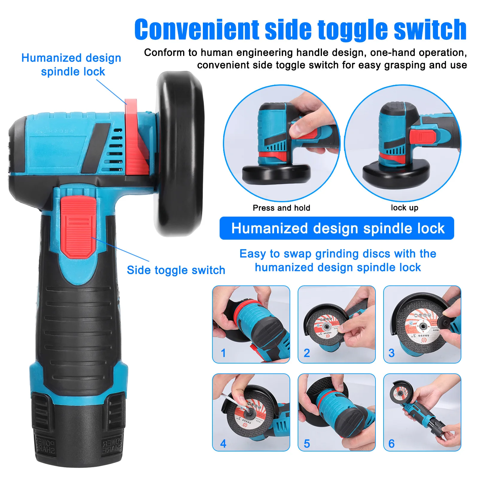 12v mini meuleuse d'angle mini ménage rechargeable 19500 tr/min machine de découpe machine de polissage meuleuse électrique machine de polissage