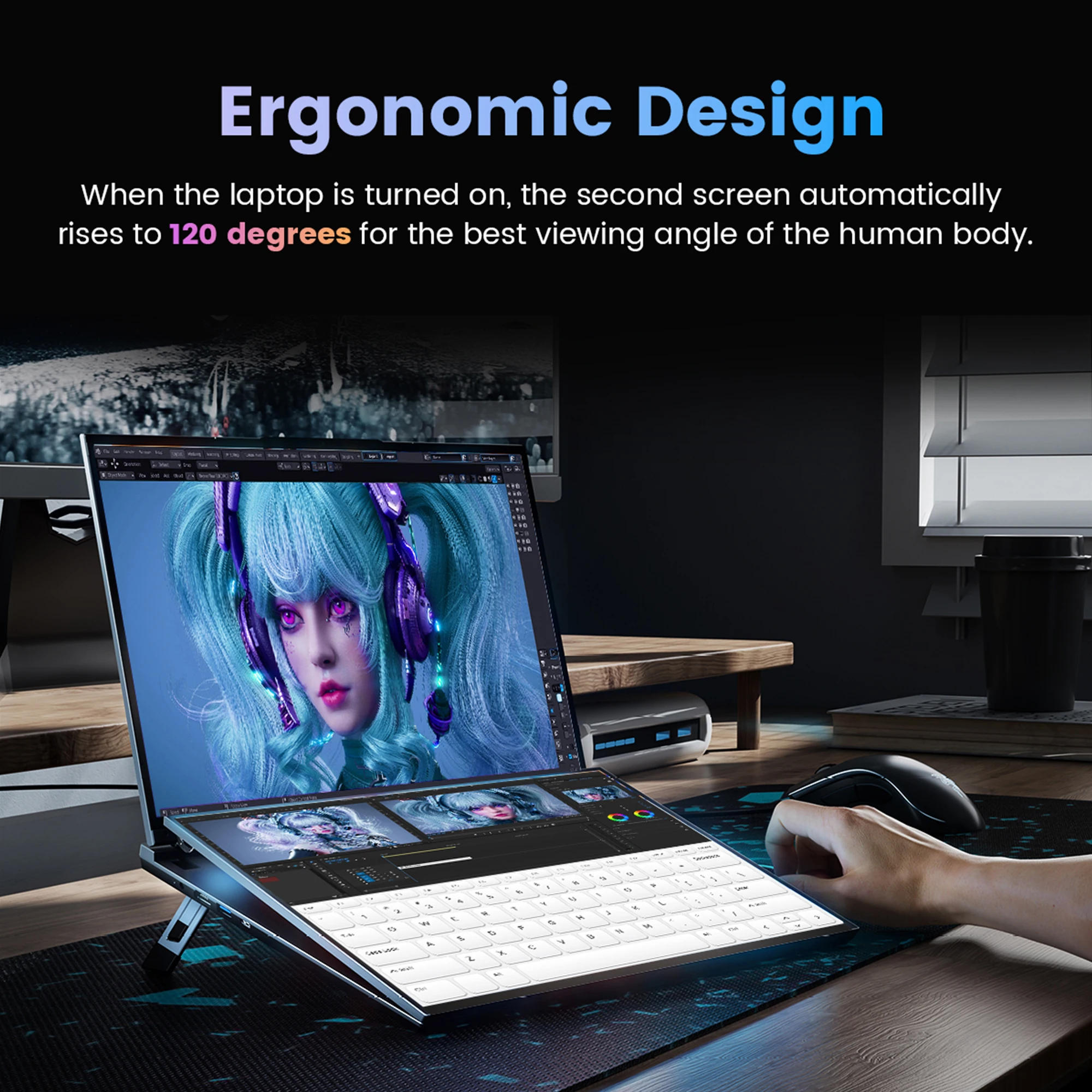 N-one NBook Pro 16"+16" Laptop z podwójnym ekranem 32 GB DDR4 1 TB SSD Windows 11 Pro Notebook Intel ®   Jadro ™   i7-1260P WiFi5 BT5.0