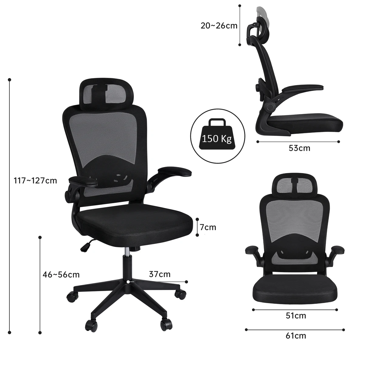 T-LoVendo - Cadeira de escritório ergonómica, secretária, executiva, giratória com rodas, conjuntos de malha respirável, com apoio de cabeça e apoio de braço ajustável, apoio lombar para escritório, casa