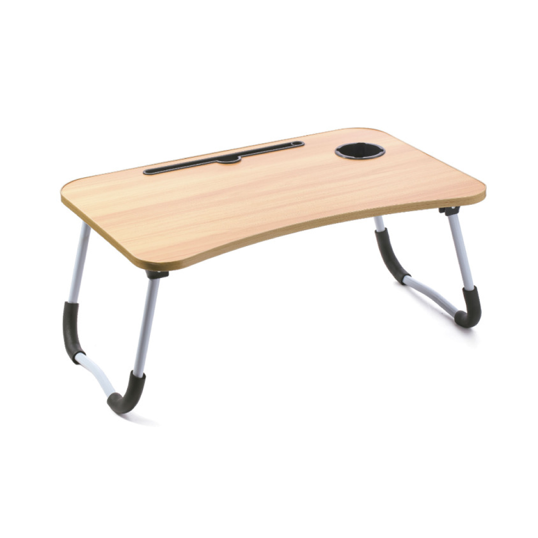 Mesa Plegable de madera y metal cromado para ordenador o tablet. Mesa Laptop Plegable de Madera 40x60x26 cm Bandeja Auxiliar multiusos - Home Family