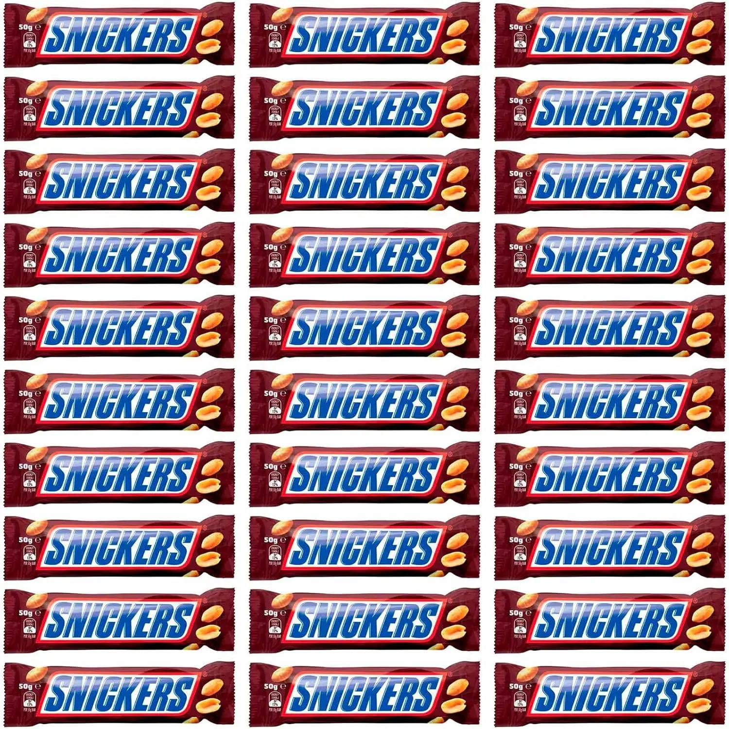 Snickers Chocolatina con Deliciosa Crema de Cacahuete 50g*30
