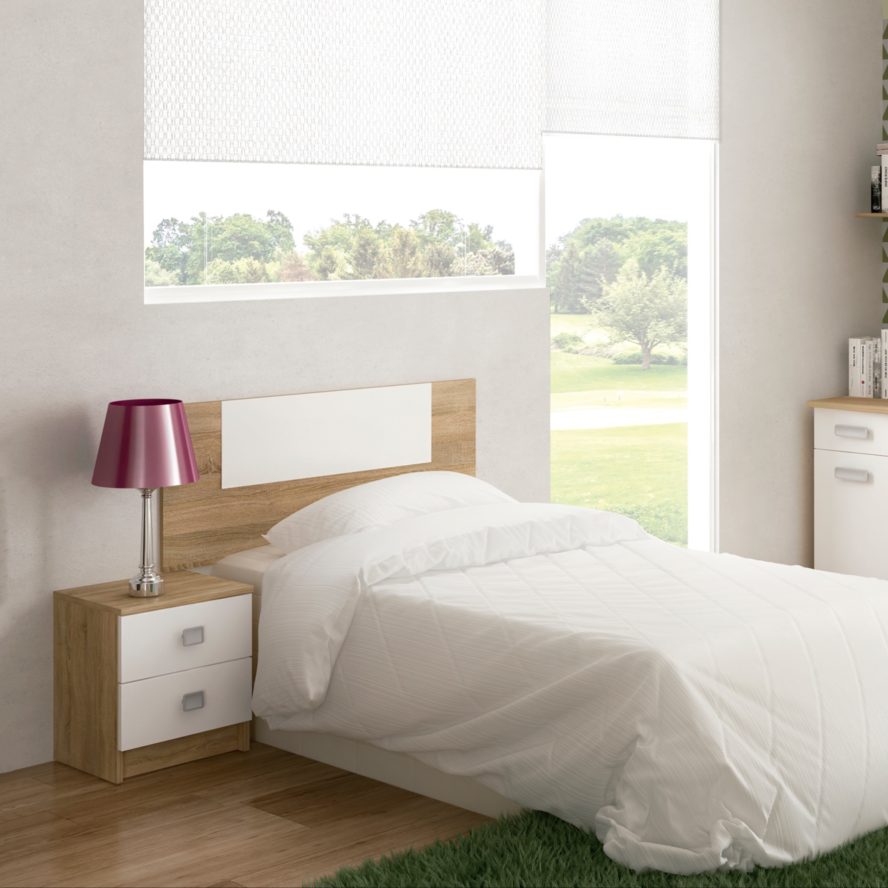 Cabecero juvenil modelo Champion 110cm. Color Cambria - Blanco