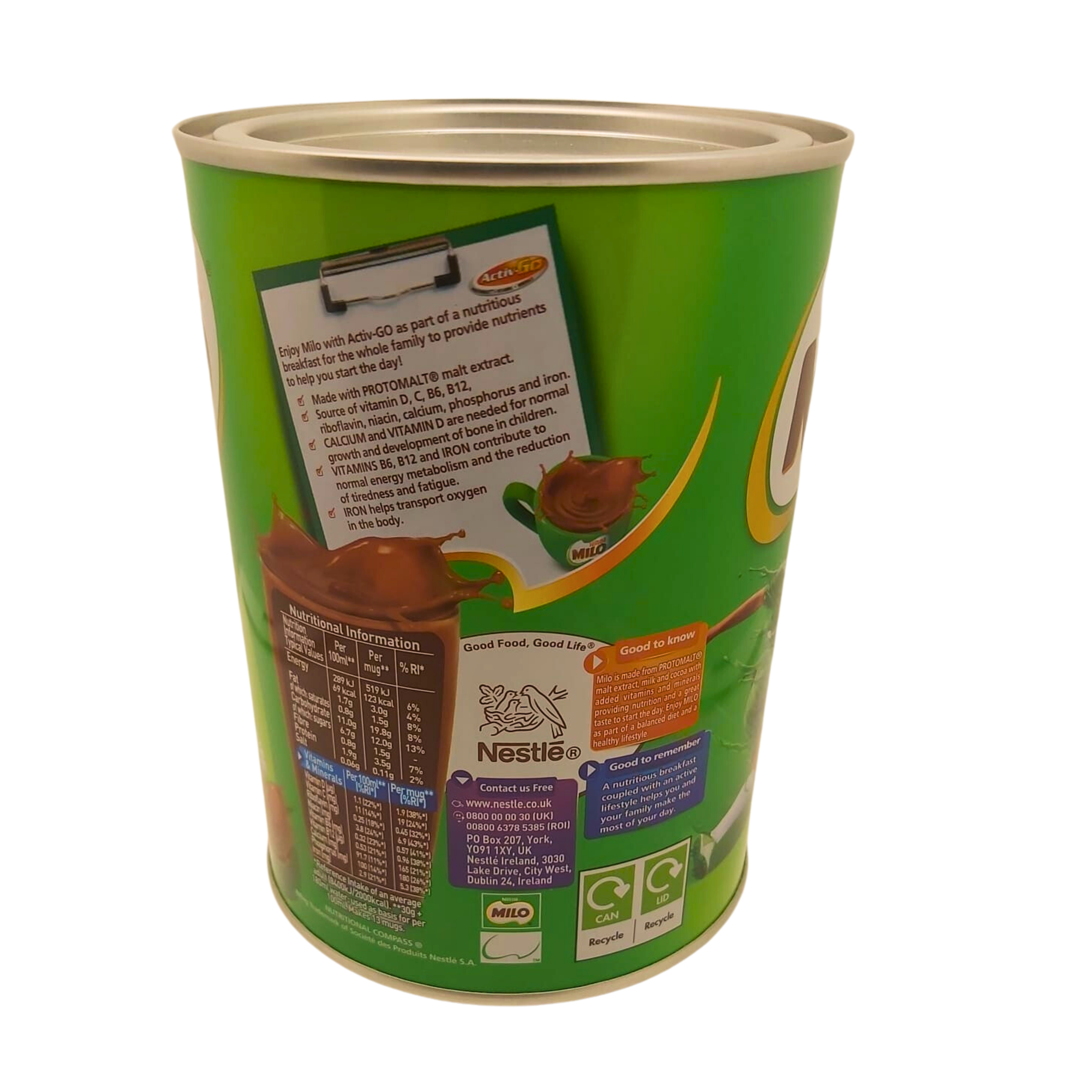 2 bottles de Nestlé Milo Active Go 400g - Bebida de Malta en Polvo con Sabor a Chocolate