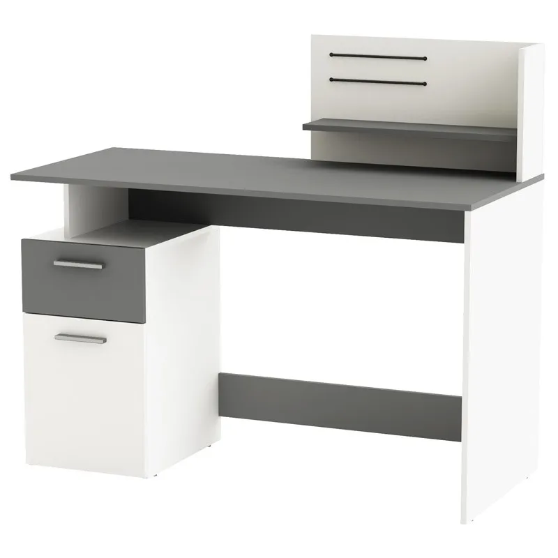 Scrivania Miroytengo Piatto multimediale bianco e grigio scuro 122 cm
