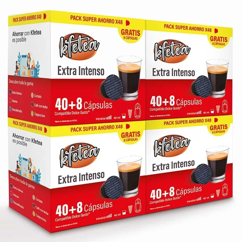Extra Intenso Kfetea 4 caixas de 48 cápsulas compatíveis com Dolce Gusto 8436583660539