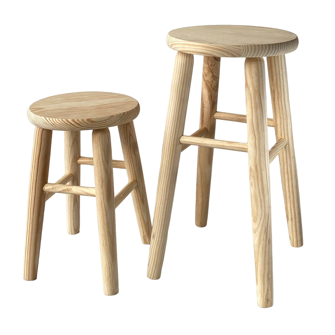 Taburete Redondo de Madera Natural Varios Tamaños para Decoración - Maxia Market