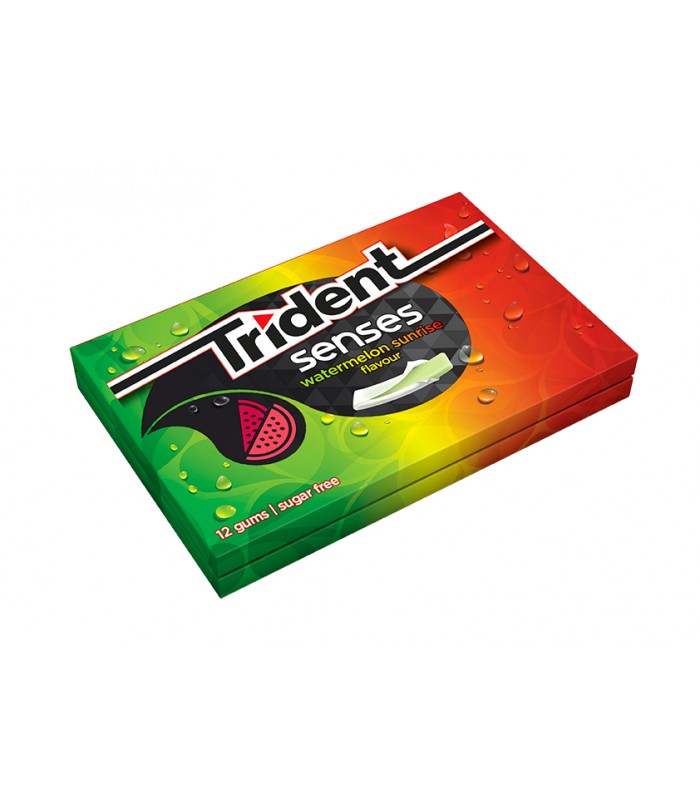 Trident Senses Chicles sin Azúcar con Sabor Tropical hierbabuena berry sandía 23G*12