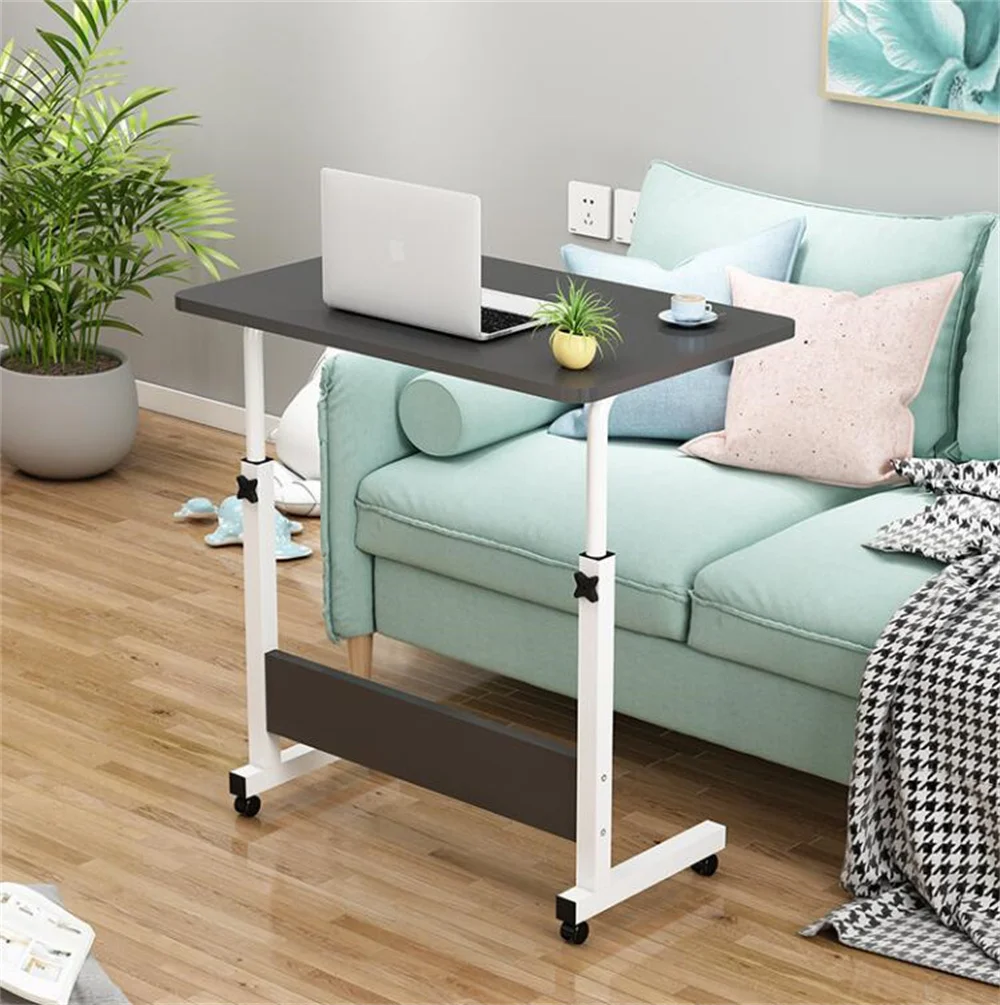 Il tavolo girevole portatile regolabile per computer desktop per letto PC può essere sollevato scrivania con ruota, tavolino manuale per divano
