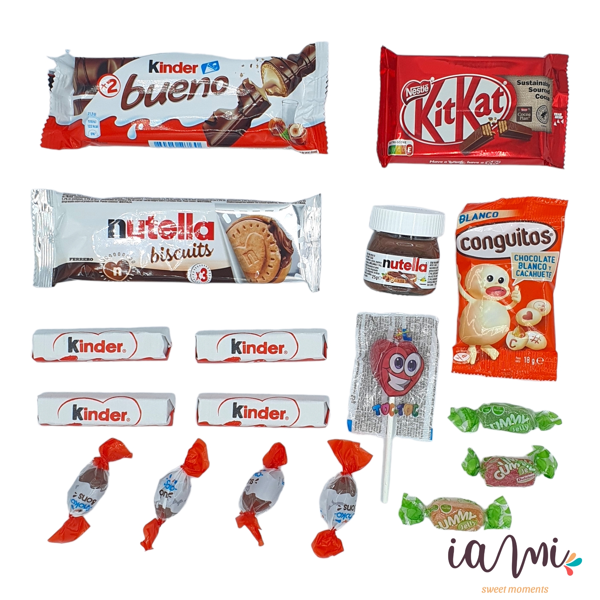 Super Bandeja Chocolates Kinder - Nutella - Conguitos. +15 Unid. El Regalo Ideal para Comuniones, Bodas, Bautizos, Cumpleaños. Pack de Chocolates Kinder - Nutella - Conguitos [IAMI]
