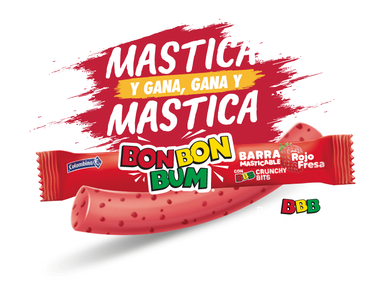 BARRAS MASTICABLES FRESA BON BON BUM BOLSA 40 UNDS FIESTA COLOMBINA
