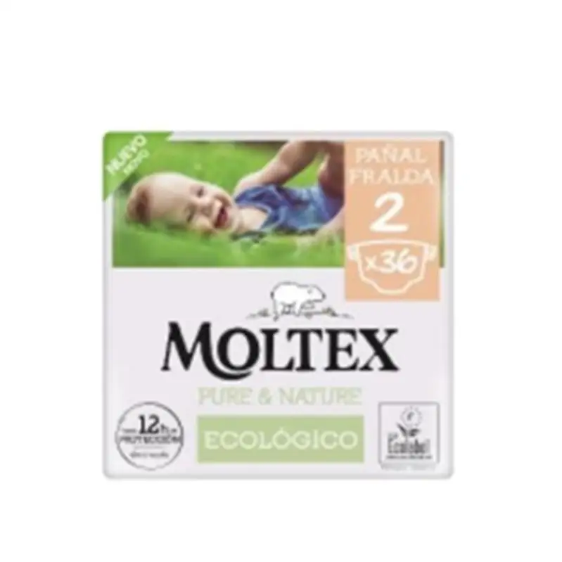 PAÑAL MOLTEX PURE & NATURE T2 (3-6KG) 36 UDS