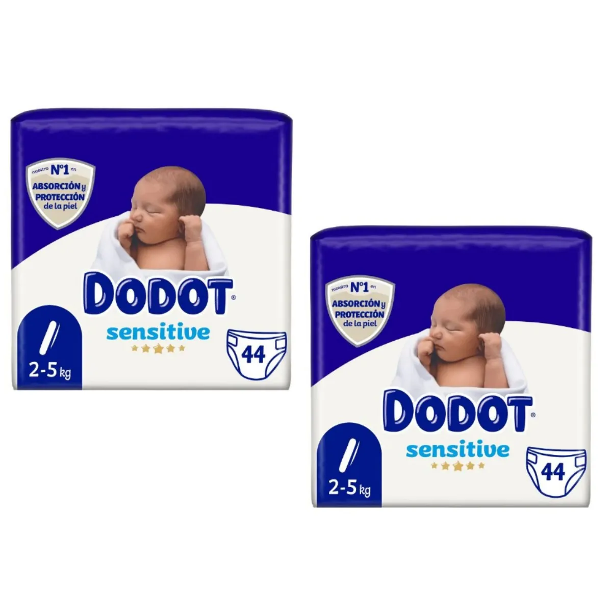 DODOT Sensitive Pañales Talla 1 (2-5kg) 44 Unidades Caja 2 Bolsas Total 88 Pañales