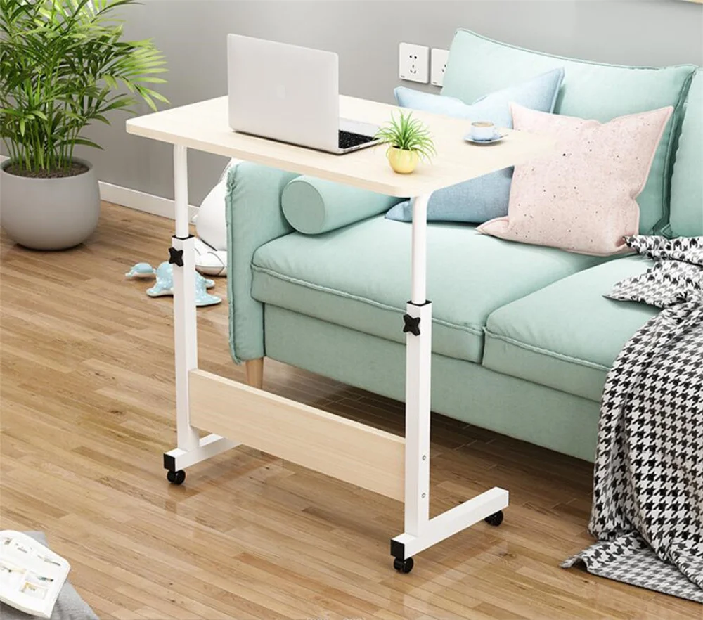 Il tavolo girevole portatile regolabile per computer desktop per letto PC può essere sollevato scrivania con ruota, tavolino manuale per divano