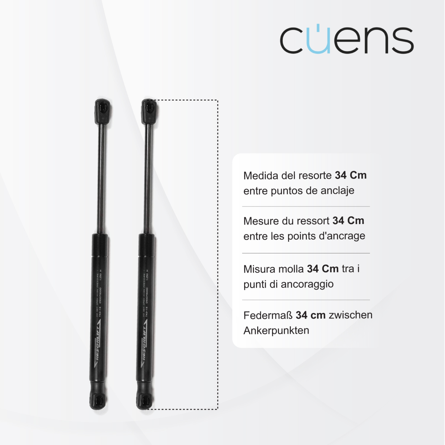 Juego de 2 amortiguadores o resortes de gas para canapé esfera-clip - Cuens