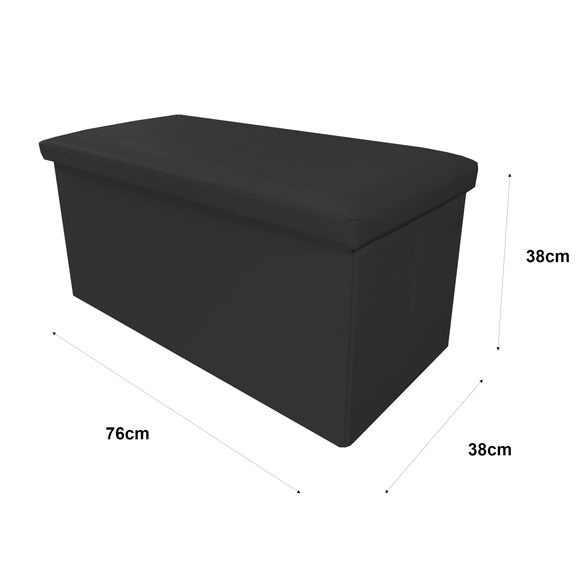 Puff Ottoman Rectangular Polipiel Plegable 76x38x38cm  Nyana Home  Gran Almacenaje  Estilo Otomano  Polipiel Resistente