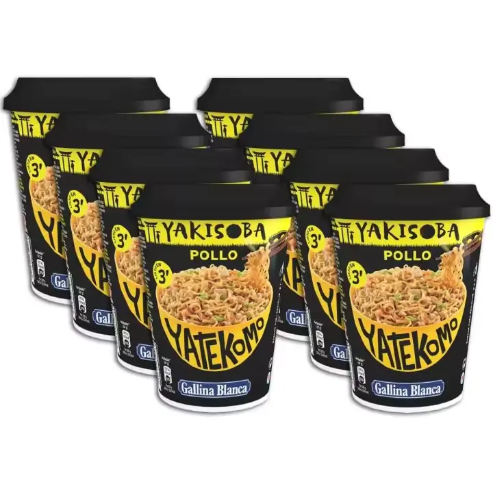 GALLINA BLANCA Yatekomo Yakisoba Pollo Vaso 93gr Pack 8 - Fideos Instantáneos Yakisoba con Pollo, 93g, Paquete de 8