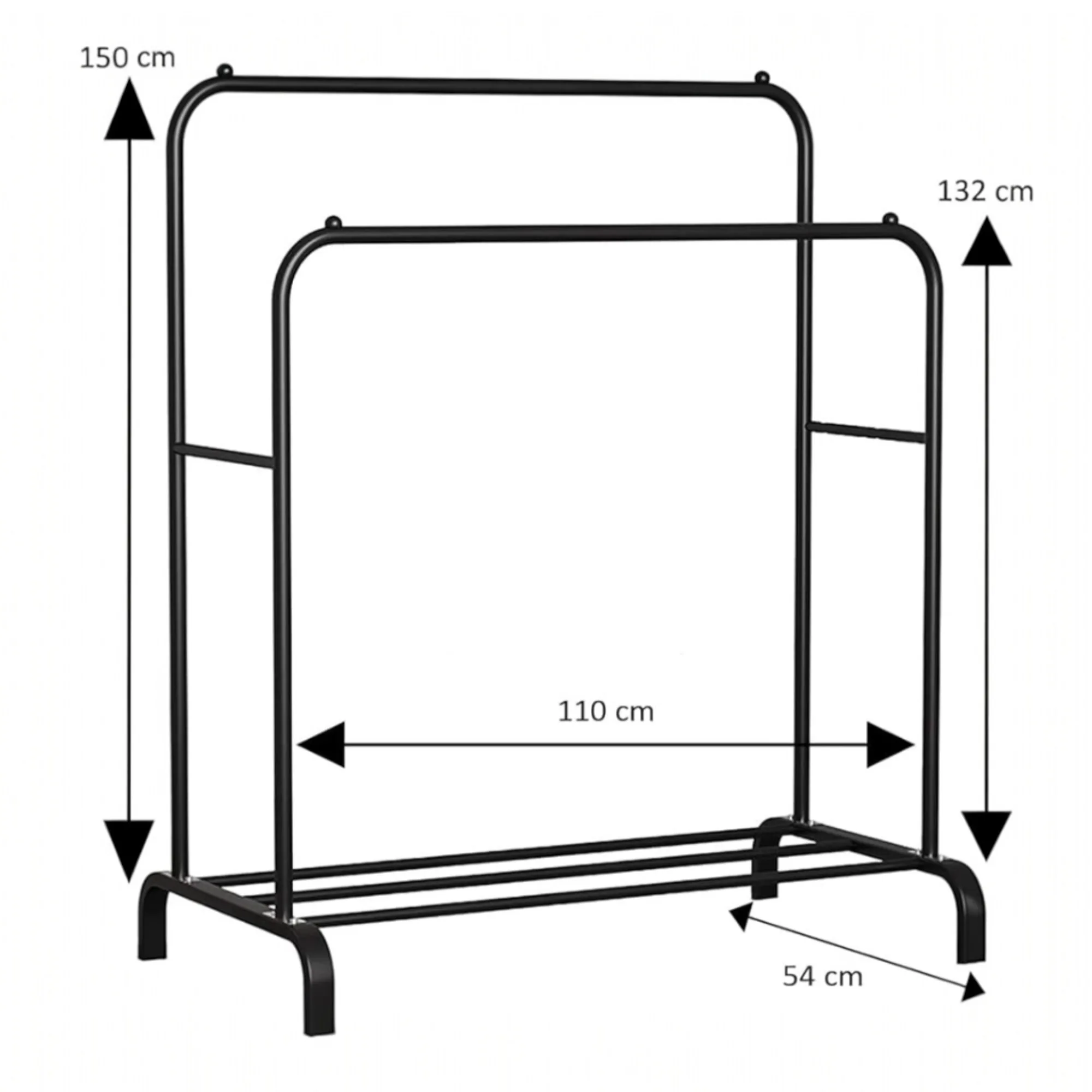 Cabide de prateleira metálico MiKoMiKa para vestuário resistente, cabide portátil em metal com calha dupla e prateleira de armazenamento de 2 camadas, cabide independente para quarto, contém 40 Kg... Cabide metálico de burro (ROPA-001 1790 D7)