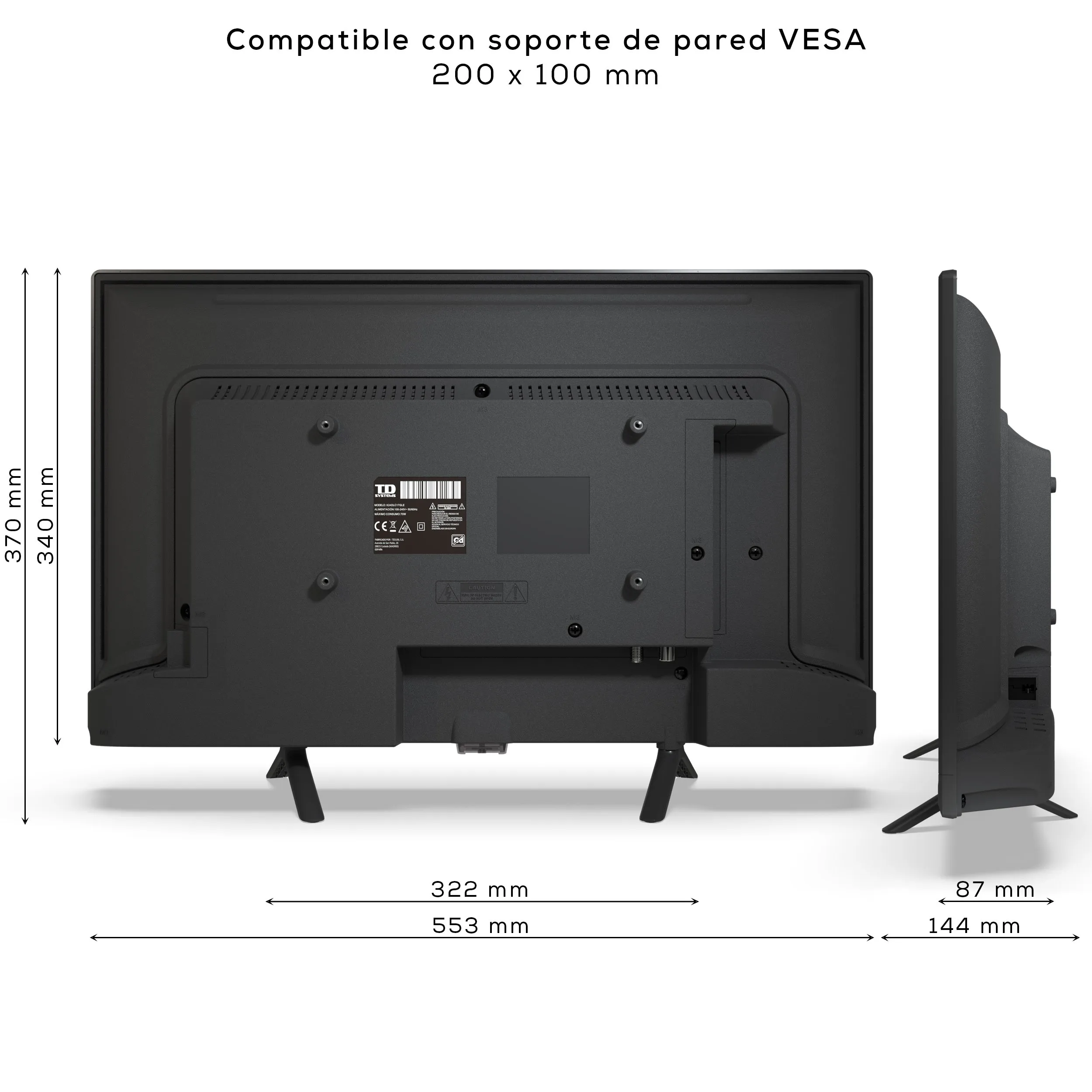 Smart TV 24 polegadas HD Olá Google Assistente Oficial com controlo por voz. TV Android 11 - TD Systems K24DLC19GLE