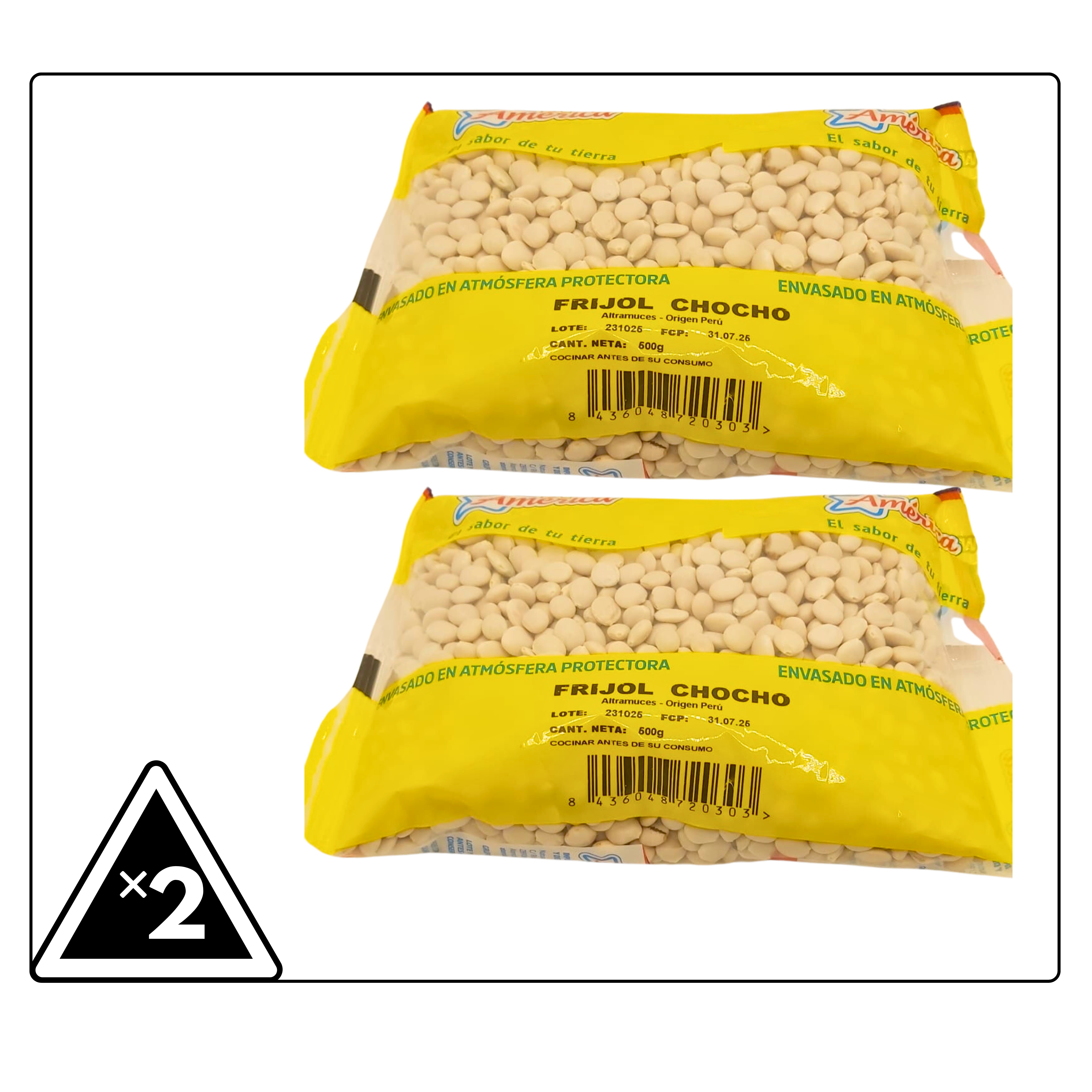 2 PAQUETE AMERICA FRIJOL CHOCHO 500G ALTRAMUCES SECOS SIN GLUTEN.PERU