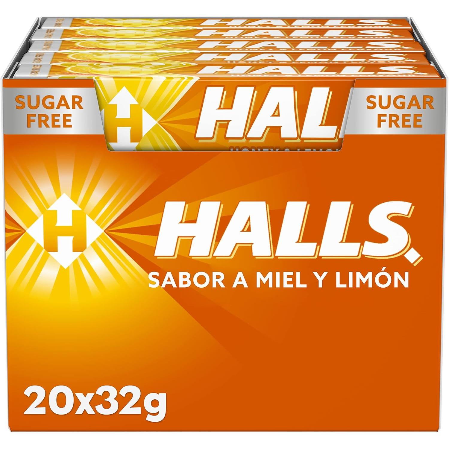 Halls Eucalipto,limon y miel,extra fuerte , sandia,citrus mix   Caramelo duro Caja con 20 Sticks de 32 g -Halls Fresa -  - Caja con 20 Sticks de 32 g
