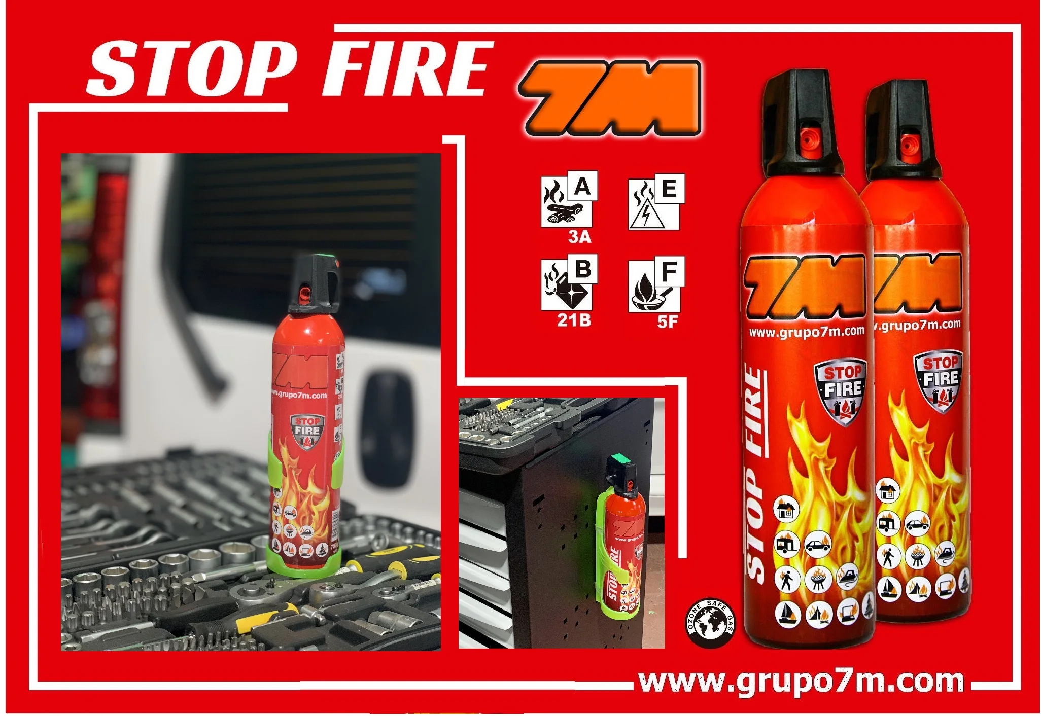 Extintor de Fuego 750ml Reutilizable para Seguridad Contra Incendios