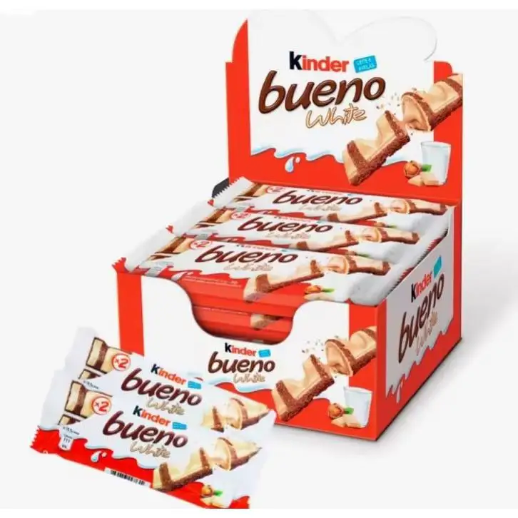 Kinder Bueno Chocolate - Caja 30 unidades x 2 Barritas - Kinder Bueno Chocolate Deliciosas barritas de chocolate con corazón de leche, viene 4 barritas en cada paquete. 20 uds.  Kinder Maxi Riegel Barra de Chocolate con Leche - 21 g, Paquete de 36