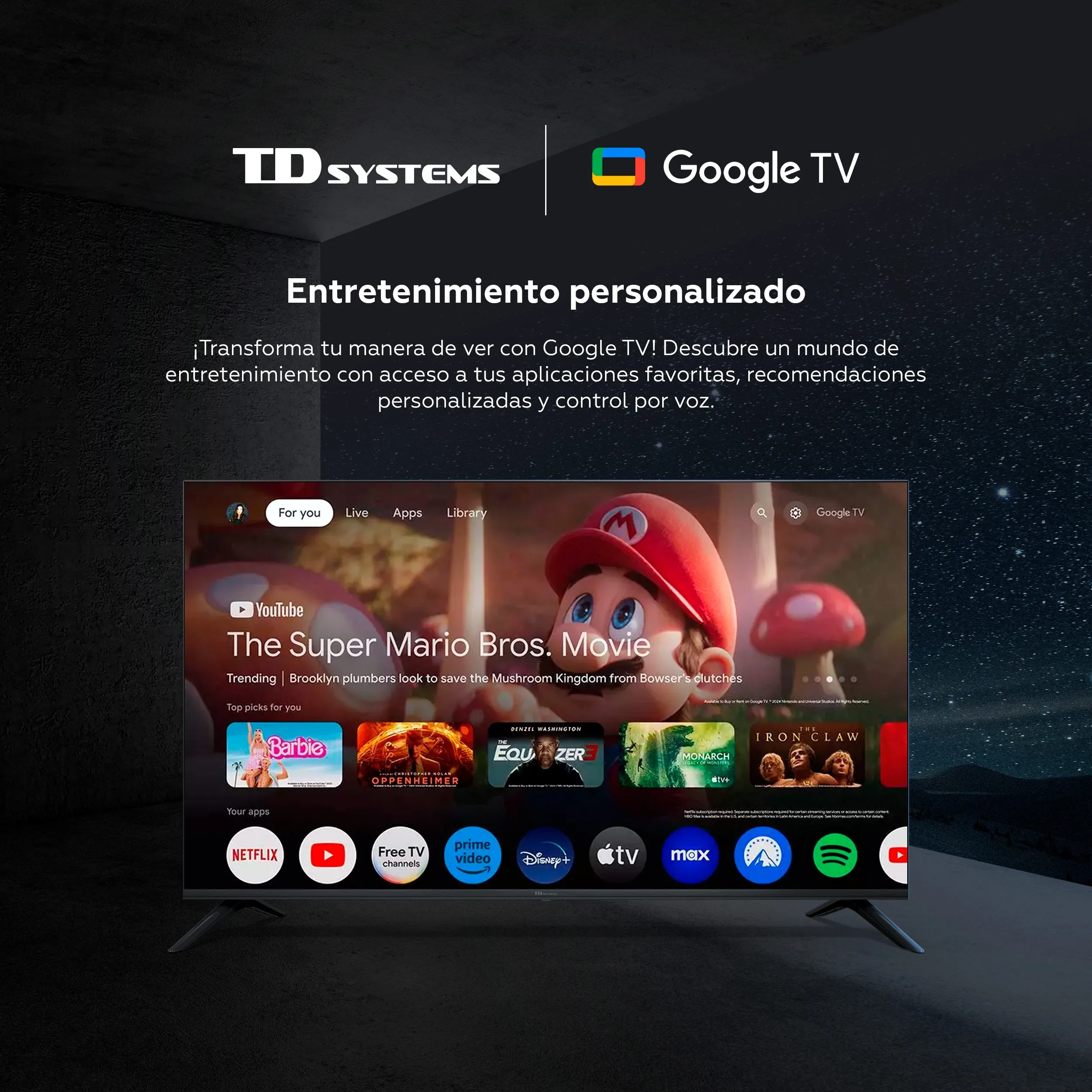 Smart TV 24 polegadas HD Olá Google Assistente Oficial com controlo por voz. TV Android 11 - TD Systems K24DLC19GLE