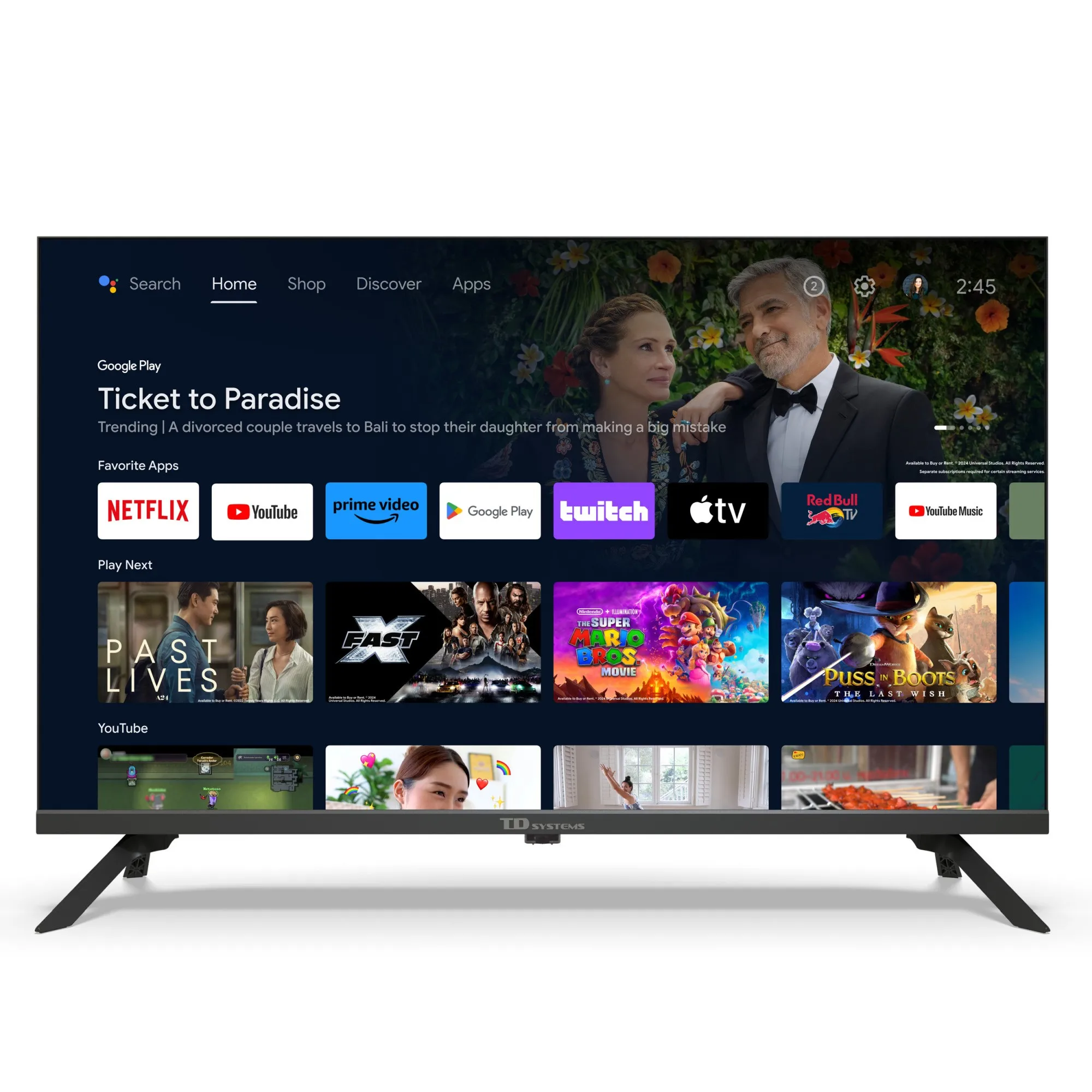 Smart TV HD de 32 polegadas Hey Google Official Assistant com controlo por voz. TV Android 14 - TD Systems K32DLK21GLE