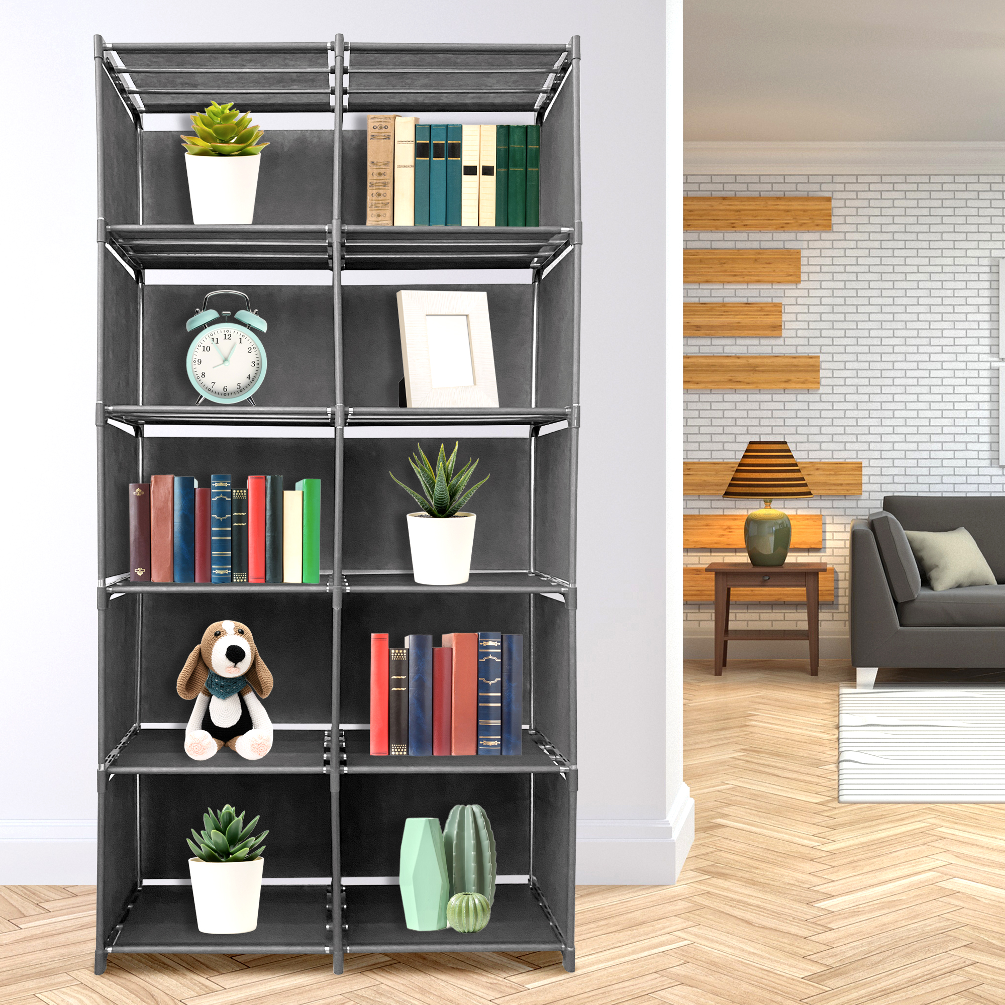 Estantería Modular 6 Alturas 10 Huecos Pvc/tela Nyana Home Gris