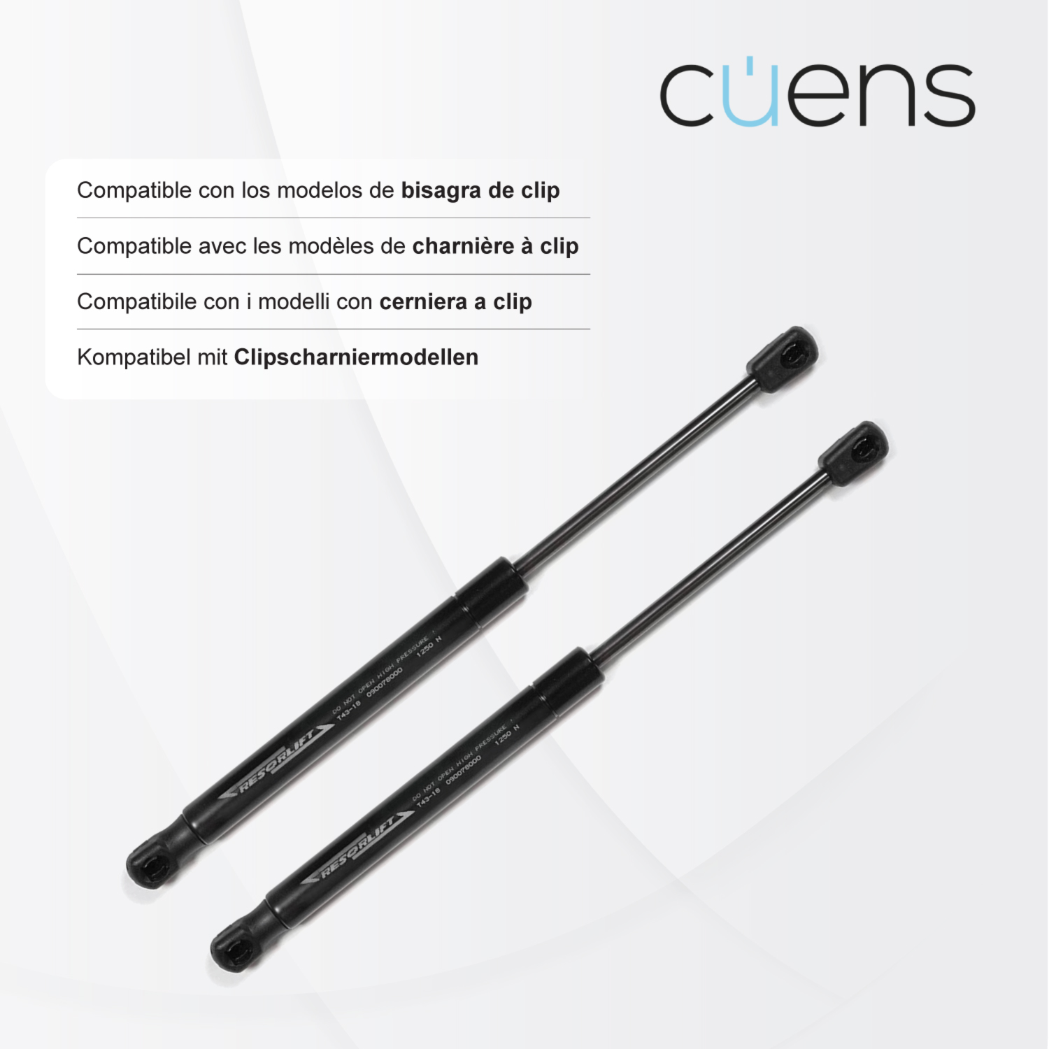 Juego de 2 amortiguadores o resortes de gas para canapé esfera-clip - Cuens