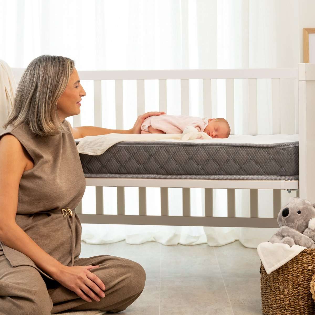 Nalui Colchón Cuna Baby Dreams Gris ±11cm | Certificado Oeko-Tex® | Hecho en España