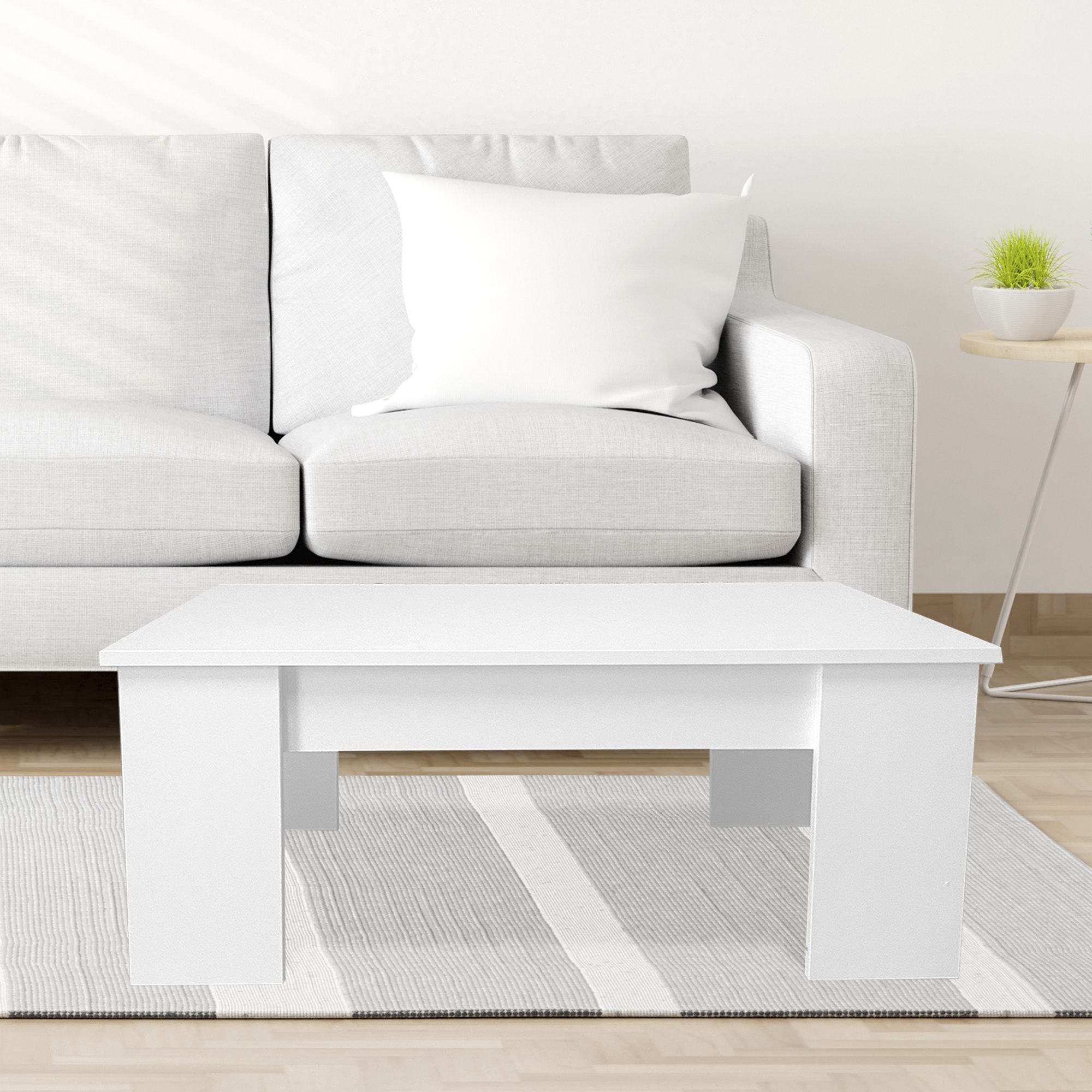 Mesa de Centro Elevable 90x50x36 cm Nyana Home  Mesa Multifuncional con Almacenaje Oculto  Tablero Elevable para Comer, Leer o Trabajar  Melamina Resistente y Fácil de Limpiar  Diseño Moderno y Estable