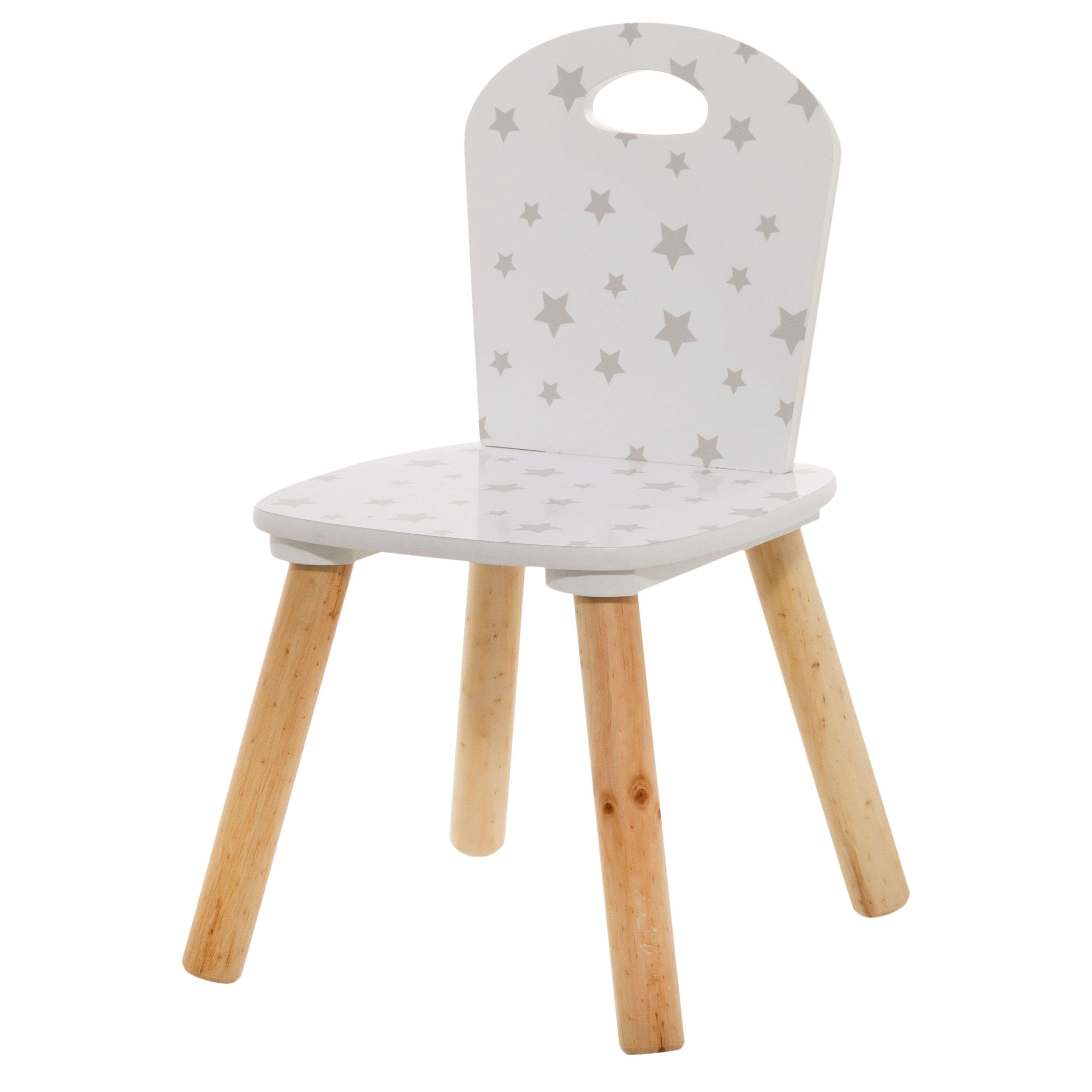 Miroytengo Silla Infantil Douceur Serigrafiada con Estrellas Mueble Infantil Melamina y Madera Color Blanco