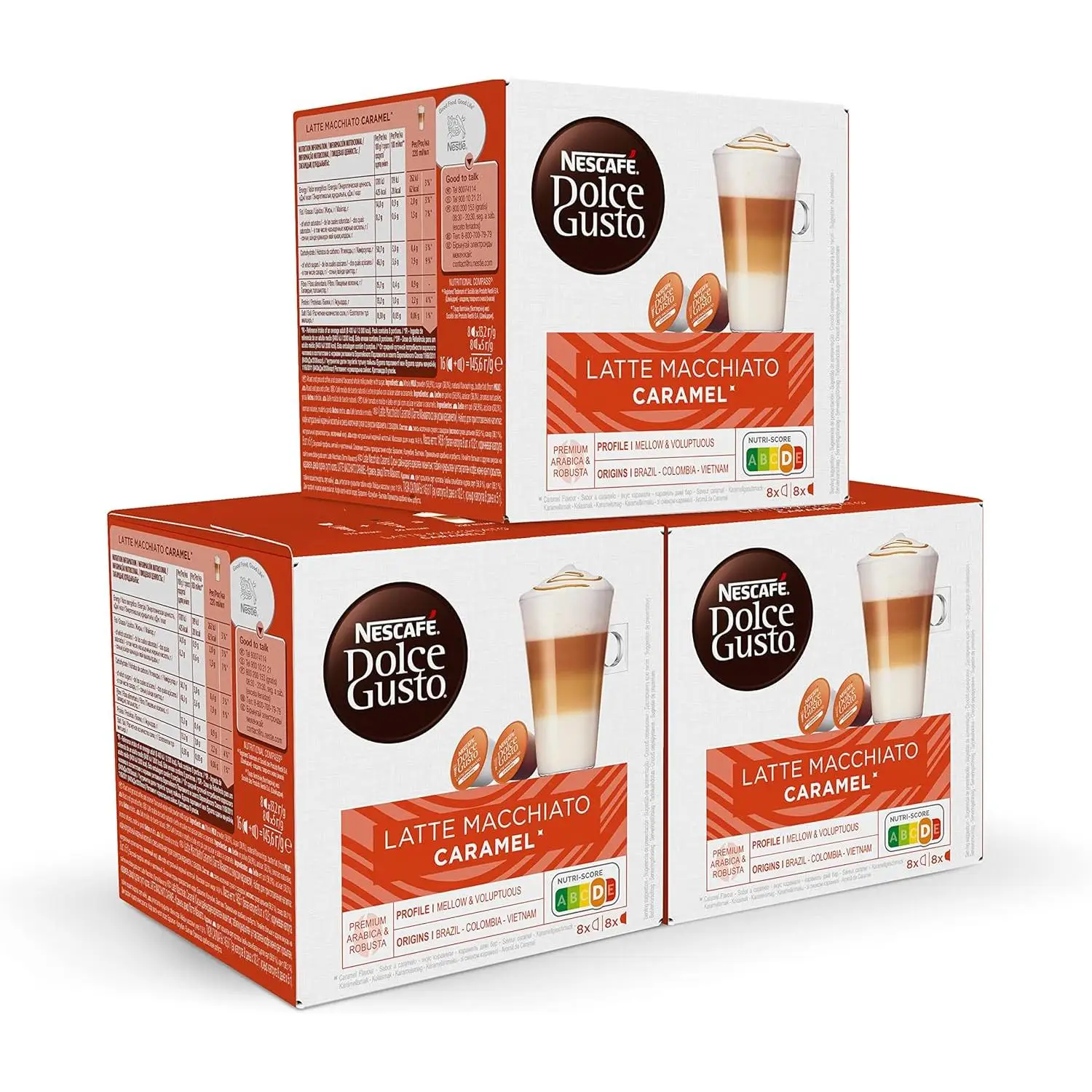 Dolce Gusto- Latte Macchiato Caramelo - x3 embalagem de 16 cápsulas - Total: 48 cápsulas
