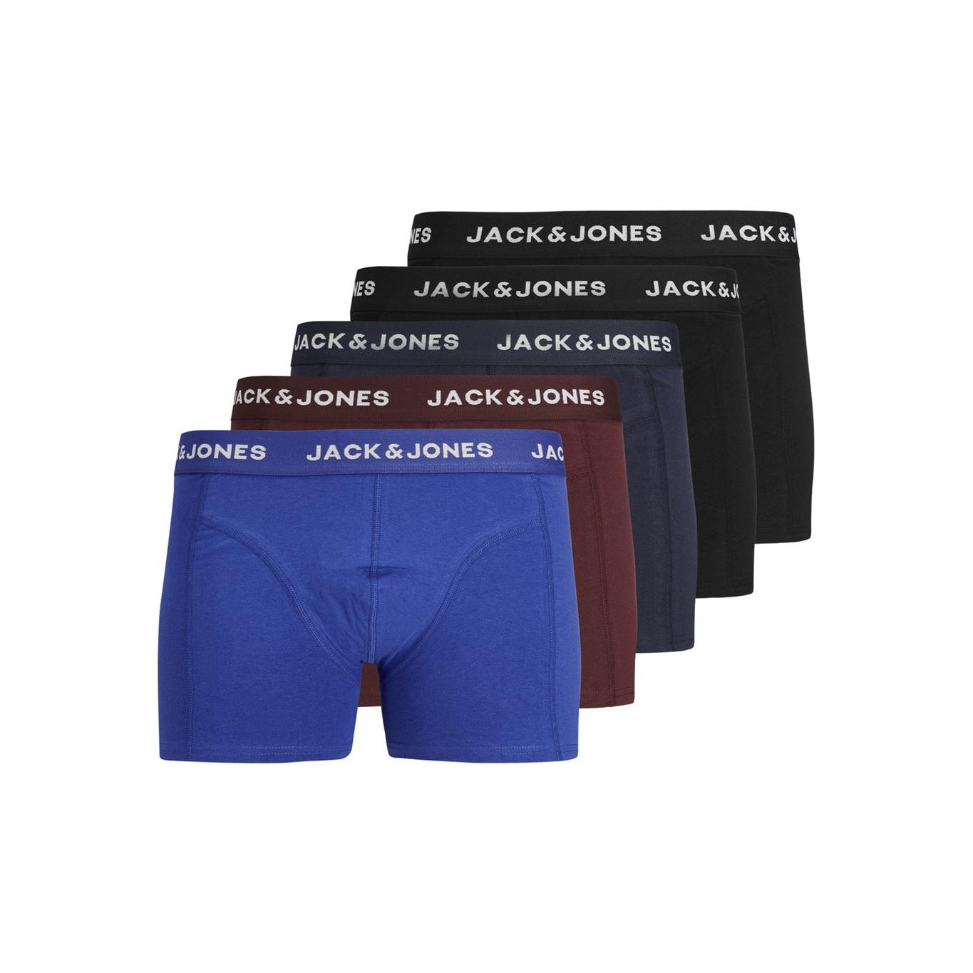 Jack & Jones Hombre NEW Boxer Calzoncillos Pack 5 unids Mod Trunks Jacblack  , composición 95% algodón y 5% elastano