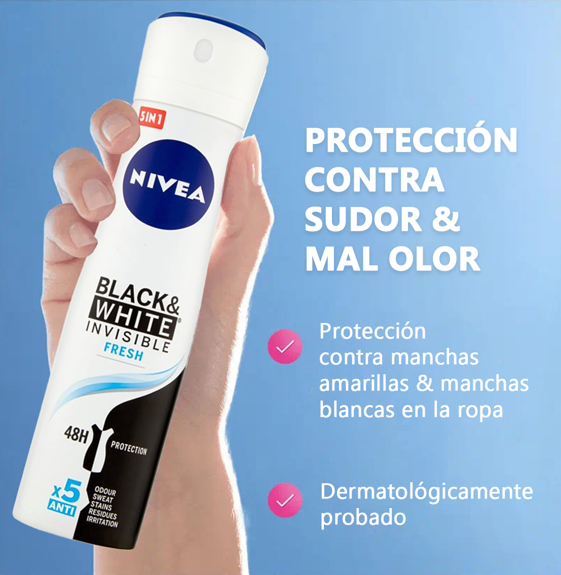 NIVEA Savings Pack - Desodorizante Spray Fresh Invisível Preto & Branco 200ml x 6 unidades