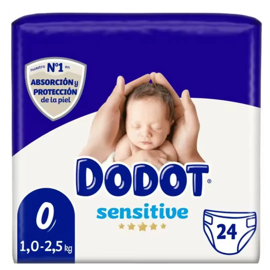 Dodot Sensitive Pañales Recién Nacido Talla 0 (1-2,5kg) Pack de 24 pañales
