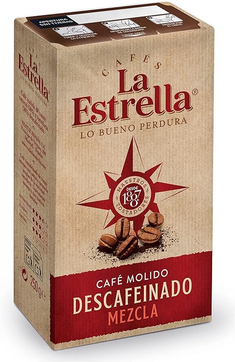 CAFE ESTRELLA DESCAFENADO CAJA 8U 250G total 2kilo