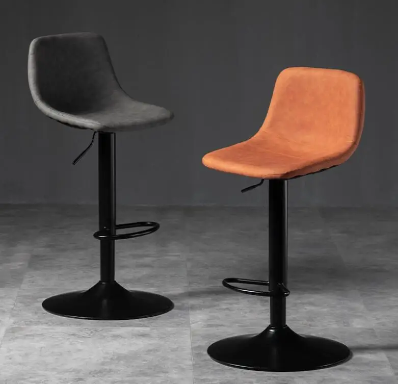 1 cadeira giratória de bar alta ajustável, bANCO de assento nórdico moderno, elevador de mesa frontal com banco alto, encosto moderno, cadeira de bar com pernas de metal estilo nórdico, cadeiras de jantar com perna preta