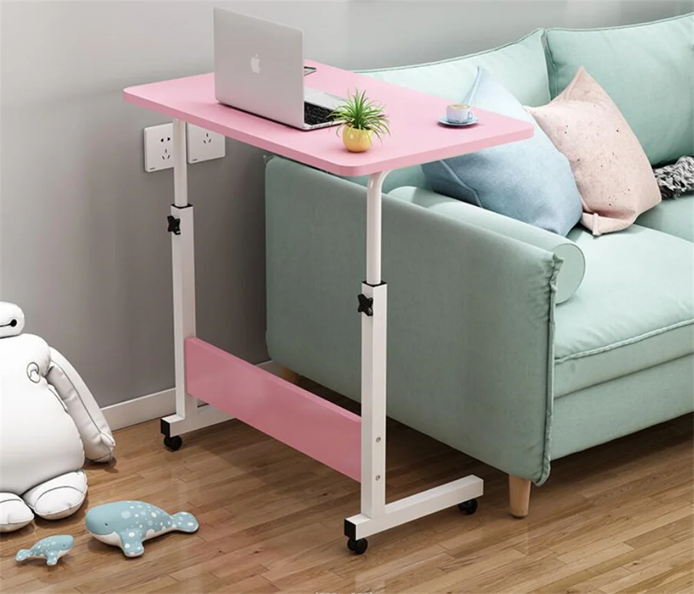 Il tavolo girevole portatile regolabile per computer desktop per letto PC può essere sollevato scrivania con ruota, tavolino manuale per divano