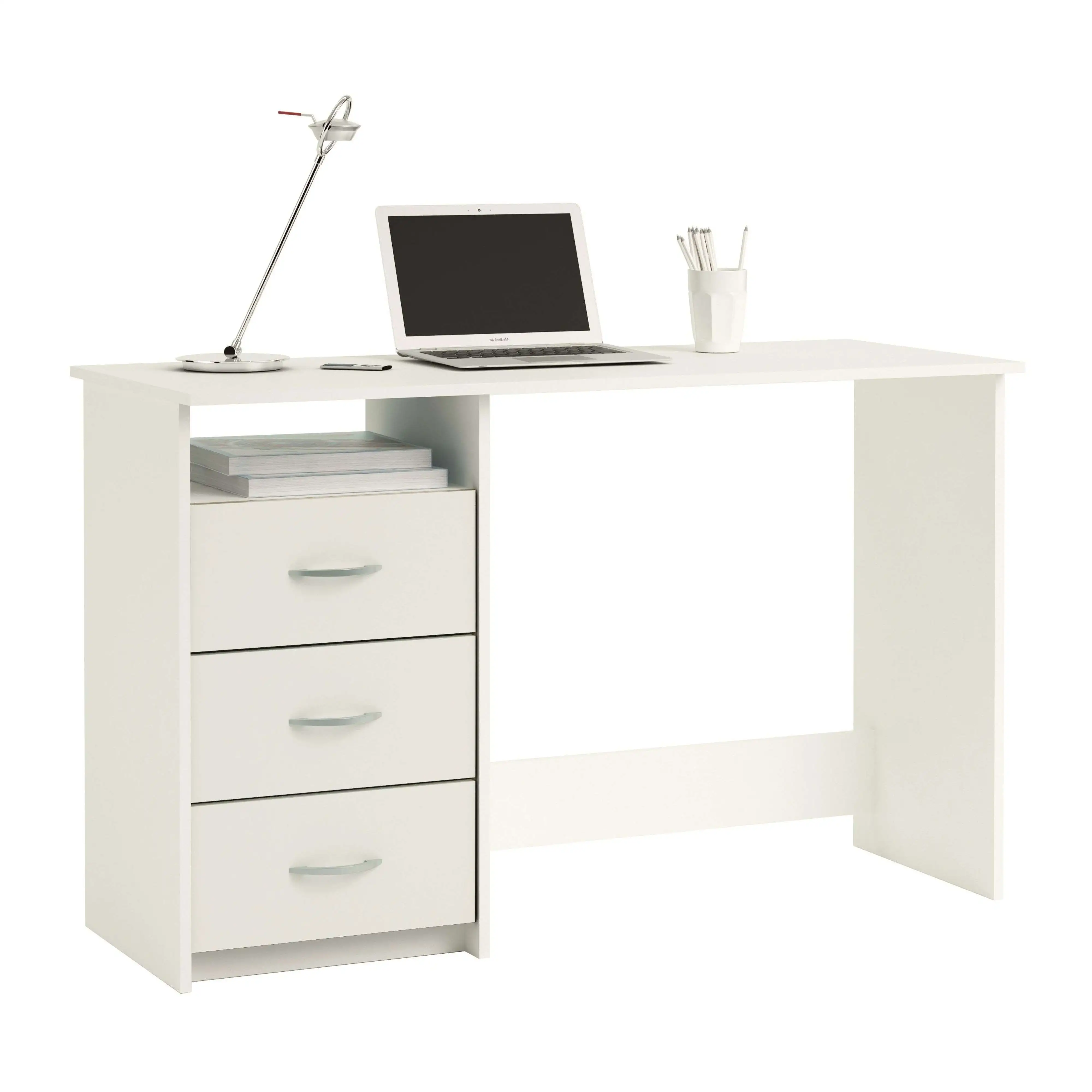 Scrivania per ragazzi Miroytengo con cassetti e cavo bianco o rovere/bianco 123 cm