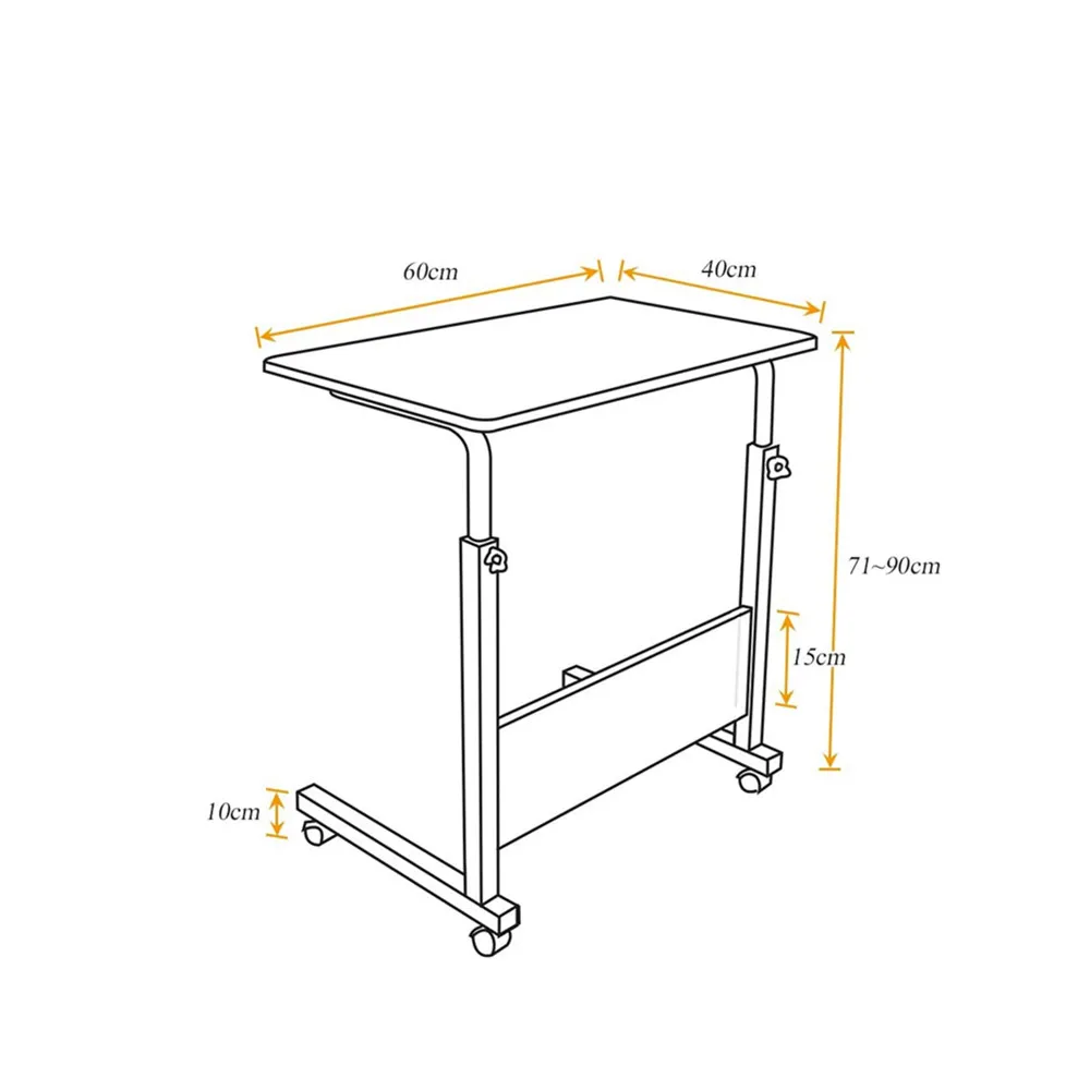 Mesa SMALLRUN com rodas e painel de madeira Mesa de madeira Mesa de computador com altura ajustável 60X40cm