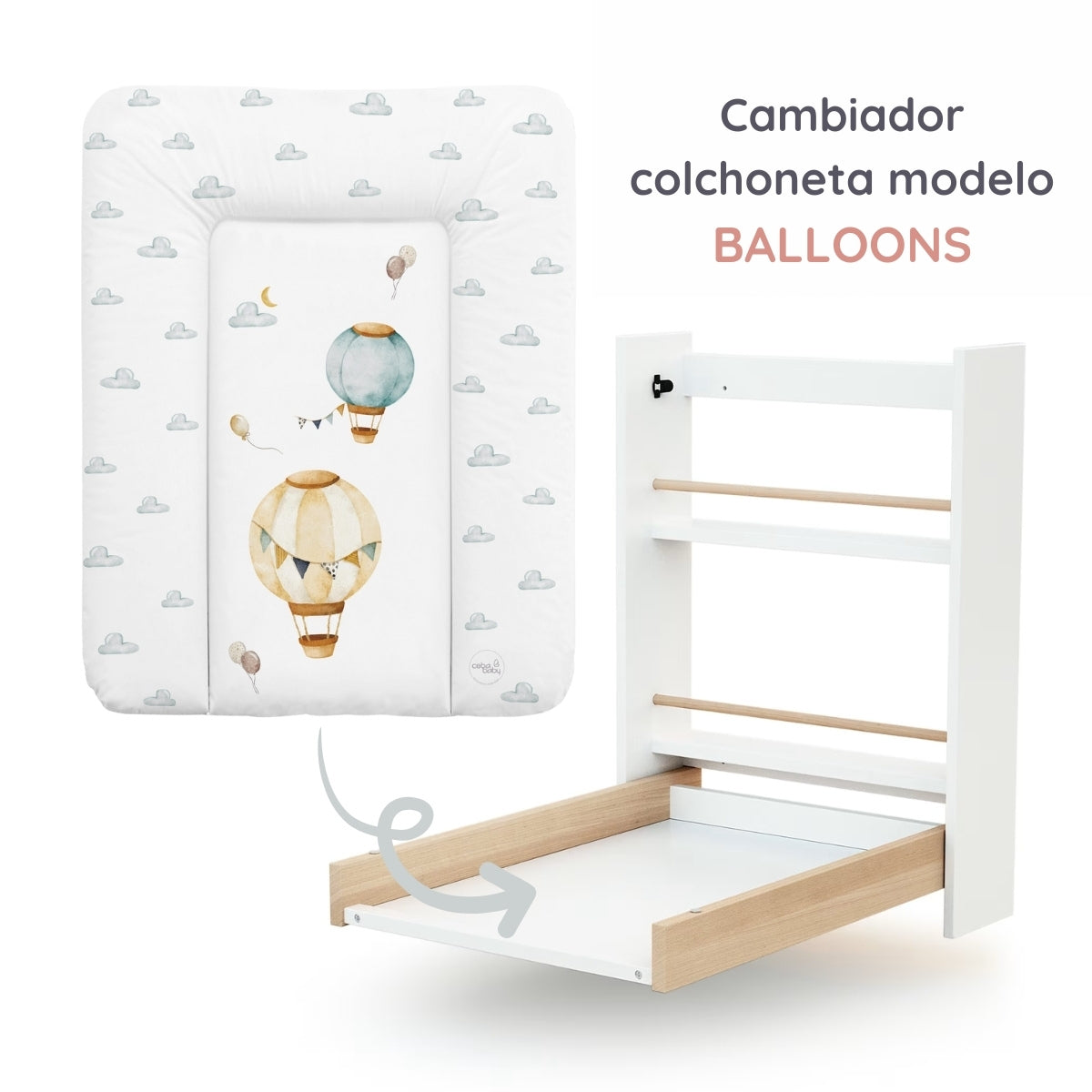 Ceba Baby Cambiador Blando para Cómoda T-S Basic - PVC Certificado - 50x70 Cm - Oeko-Tex Standard 100